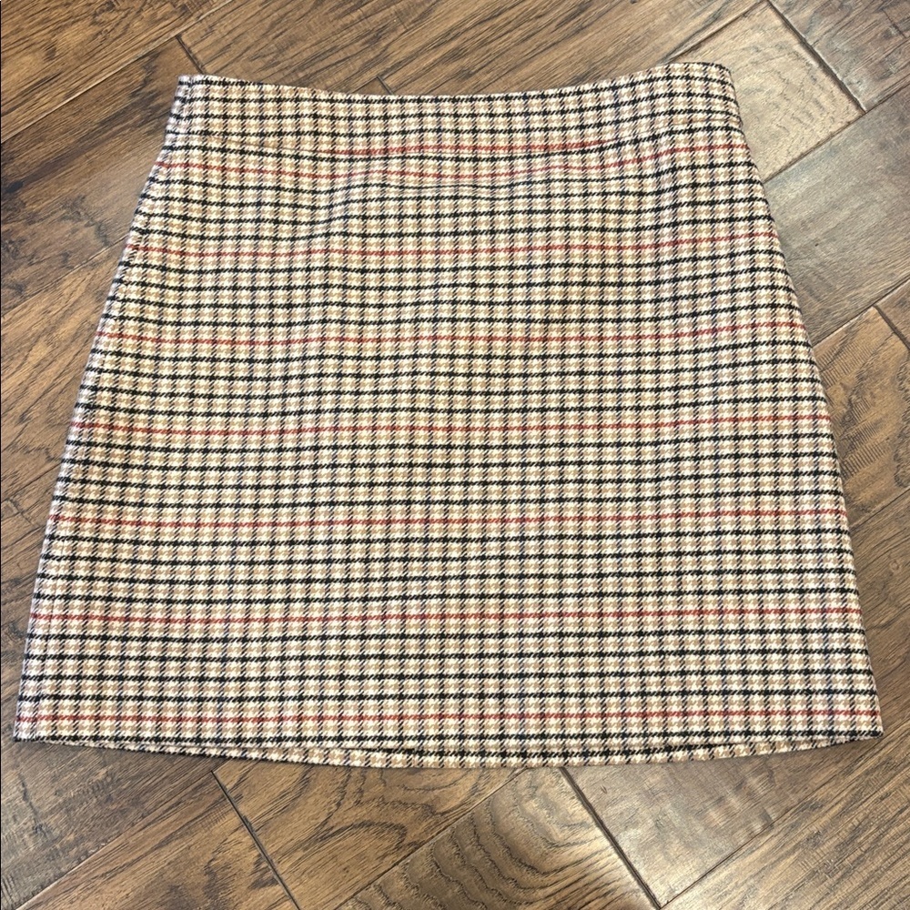 J. Crew Mini Skirt Houndstooth Plaid Wool Blend - Picture 1 of 7